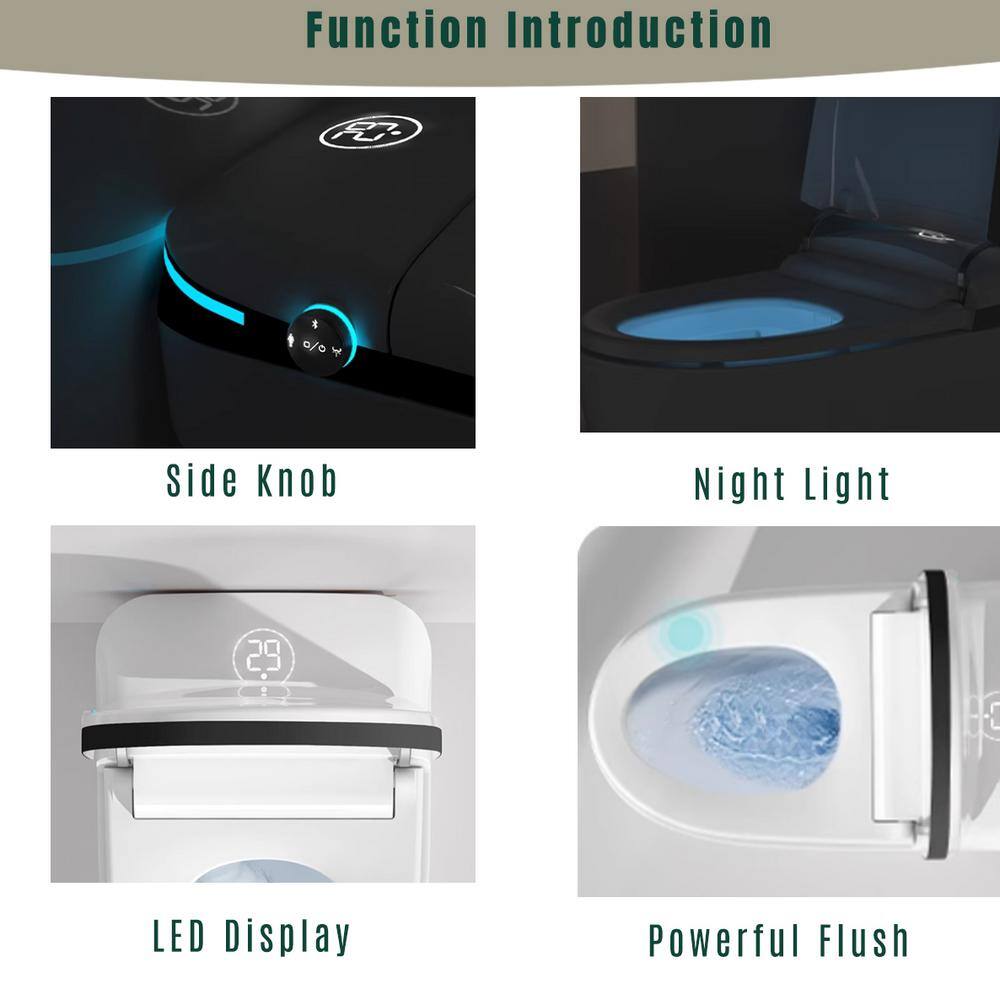 ANGELES HOME Elongated Bidet Toilet, 1.28 GPF, White, Auto Open/Close, LED Display