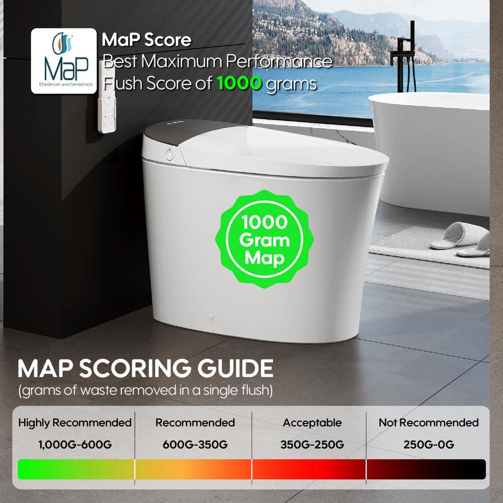ANGELES HOME Built-in Tank Elongated Smart Toilet Bidet with Auto Flush & Heated Seat