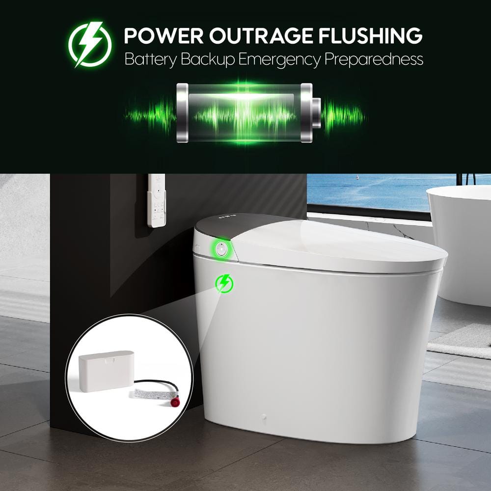 ANGELES HOME Built-in Tank Elongated Smart Toilet Bidet with Auto Flush & Heated Seat