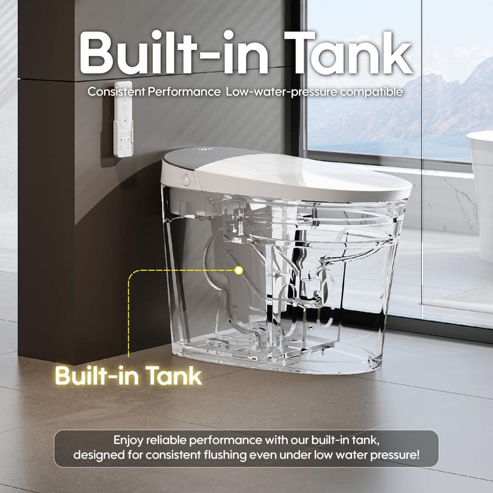 ANGELES HOME Built-in Tank Elongated Smart Toilet Bidet with Auto Flush & Heated Seat