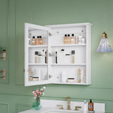 ANGELES HOME 24 in. W x 30 in. H Medium Rectangular White Solid Wood Frame Surface Mount Soft Close Medicine Cabinet with Mirror