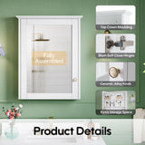 ANGELES HOME 24 in. W x 30 in. H Medium Rectangular White Solid Wood Frame Surface Mount Soft Close Medicine Cabinet with Mirror