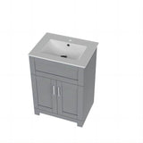 ANGELES HOME 24-inch Gray MDF Bathroom Vanity with Drop-in Laundry Sink and Cabinet