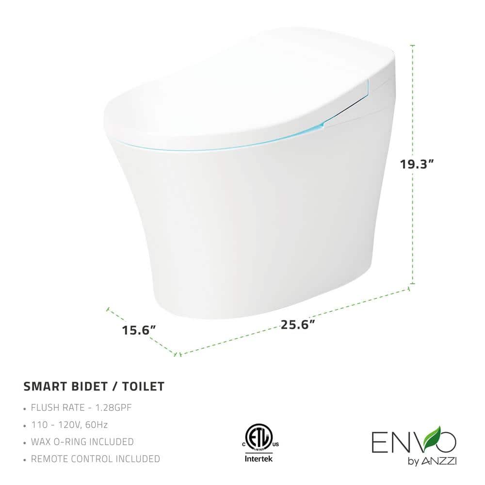 ANZZI ENVO Shroud 1.28 GPF Smart Bidet Toilet with Auto Flush and Heated Seat