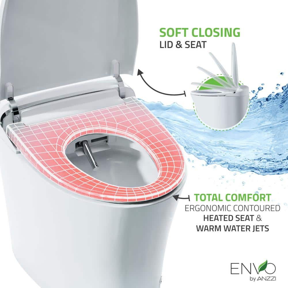 ANZZI ENVO Spirit Smart Bidet Toilet with Remote Control, Auto Flush, & Heated Seat