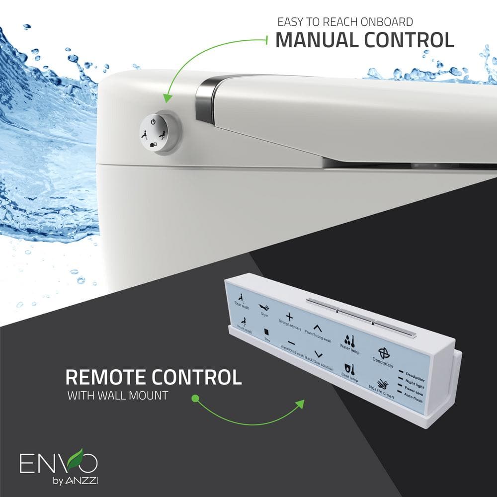 ANZZI ENVO Spirit Smart Bidet Toilet with Remote Control, Auto Flush, & Heated Seat