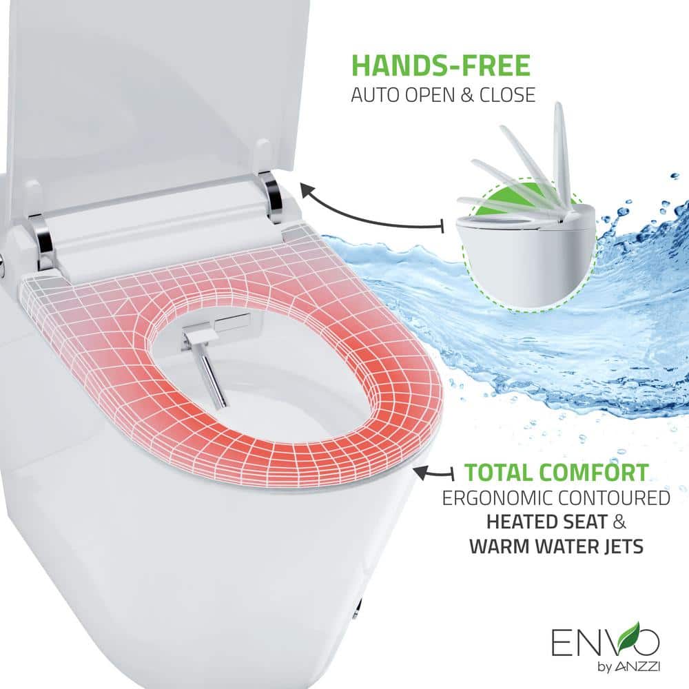 ANZZI ENVO Resonance Elongated Smart Bidet Toilet with Auto Features and Heated Seat