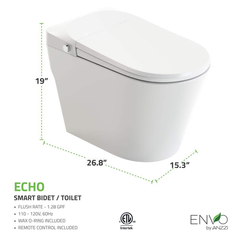 ANZZI ENVO Echo 1.28 GPF Smart Bidet Toilet with Heated Seat