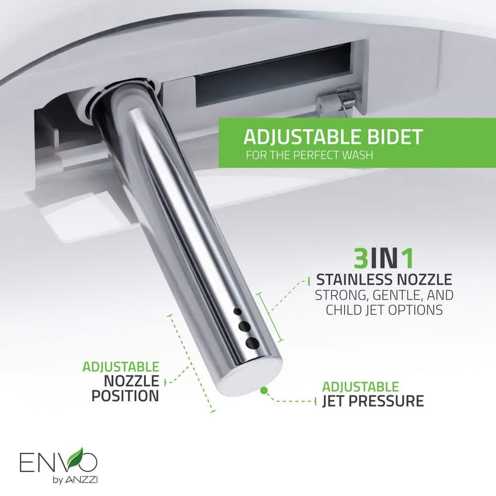 ANZZI ENVO Aura Smart Bidet Toilet with Remote Control, Auto Flush, Heated Seat, and Deodorizer in White
