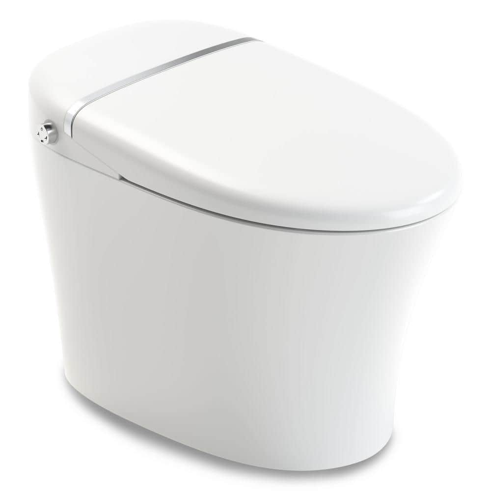 ANZZI ENVO Aura Smart Bidet Toilet with Remote Control, Auto Flush, Heated Seat, and Deodorizer in White