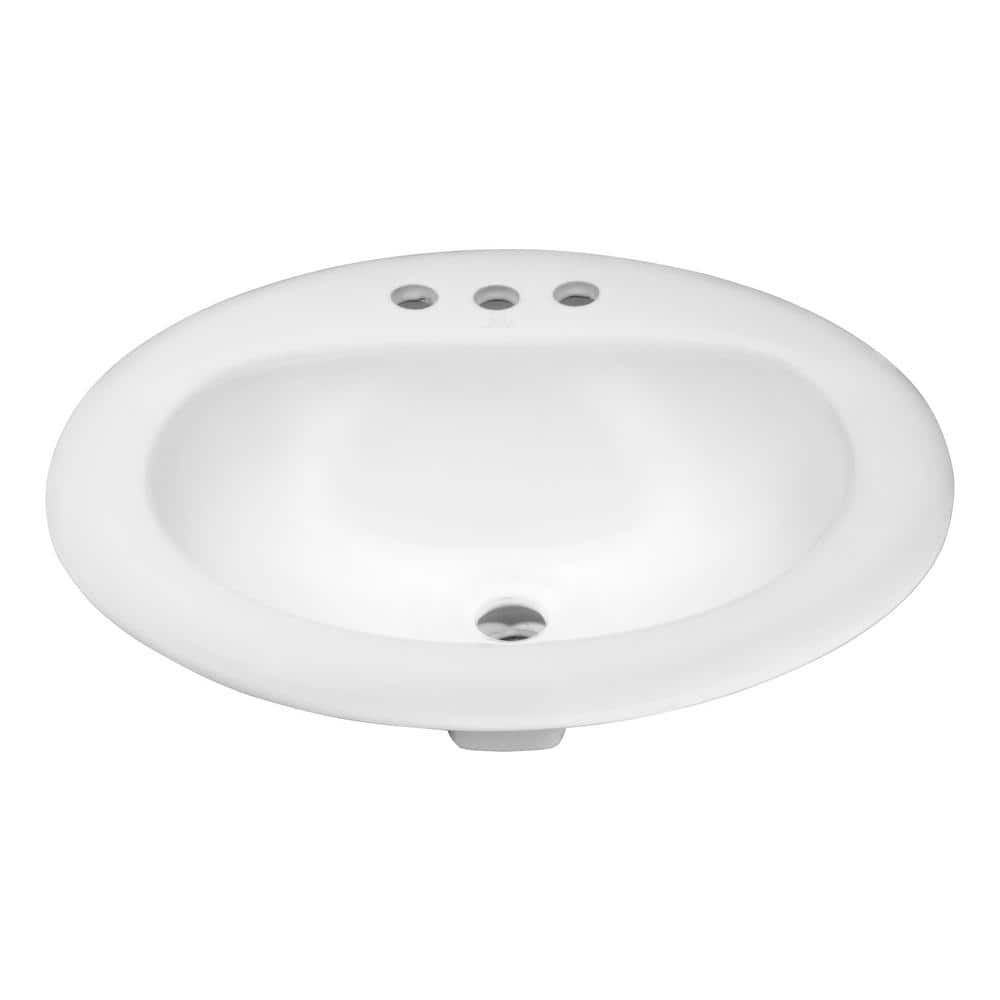 ANZZI Cadenza Series 20.5 x 18 in. Vitreous China Drop-In Bathroom Sink Basin, 7.5 in. Bowl Depth, White