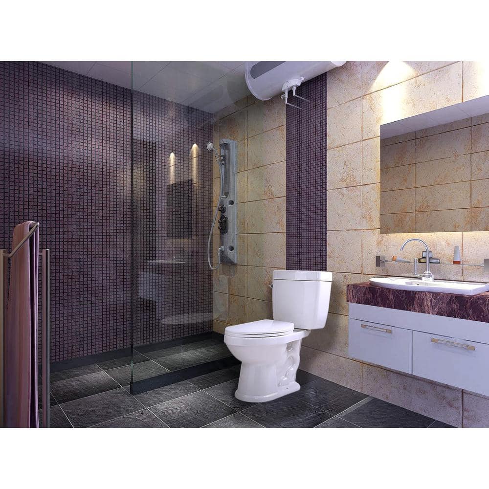 ANZZI Talos 2-Piece Single Flush Elongated Toilet, White (1.28 GPF)