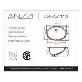 ANZZI Rhodes Series 7.5 in. Ceramic Undermount Sink Basin in White