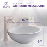 ANZZI Deux Series Ceramic Vessel Sink in Glossy White, 16.3 in. Round Top-Mount