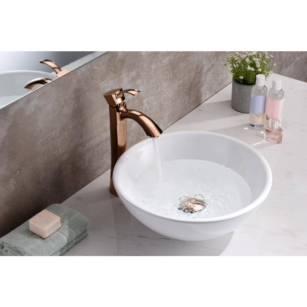 ANZZI Deux Series Ceramic Vessel Sink in Glossy White, 16.3 in. Round Top-Mount