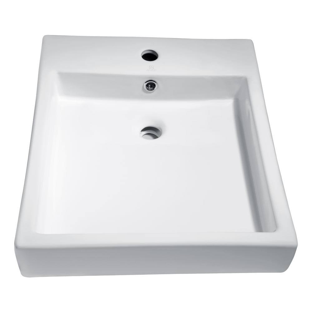 ANZZI Deux Series Rectangular Ceramic Vessel Sink, 22 x 18.3 x 5 in, White