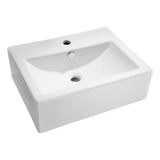 ANZZI Vitruvius Series Ceramic Vessel Sink, Rectangular, 20.5 in. x 16.3 in., Glossy White
