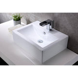 ANZZI Vitruvius Series Ceramic Vessel Sink, Rectangular, 20.5 in. x 16.3 in., Glossy White