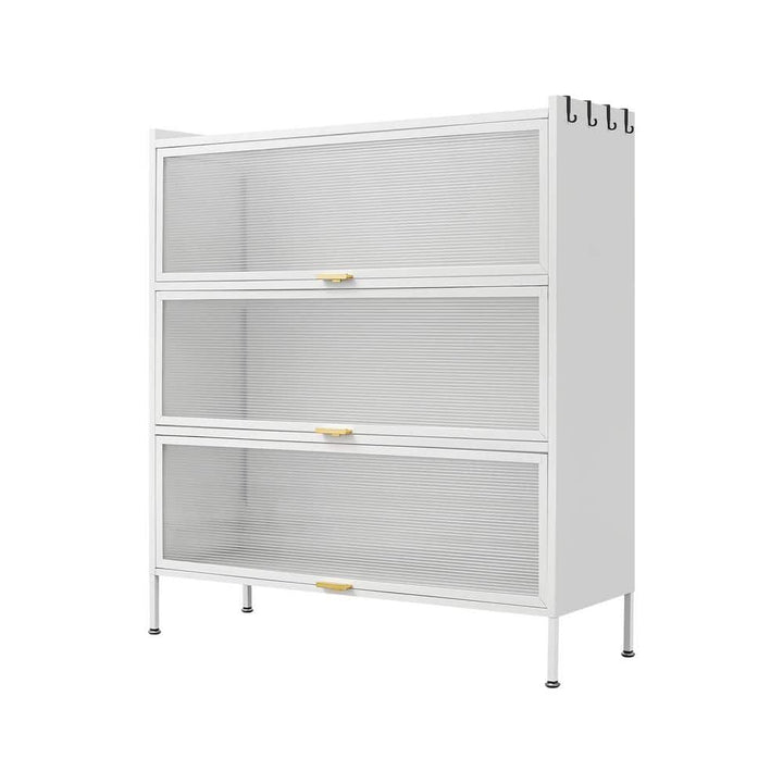 Aoibox 39-in W x 13-in D x 43-in H Ready to Assemble 3-Tier Metal Floor Pantry and Kitchenware Cabinet in White
