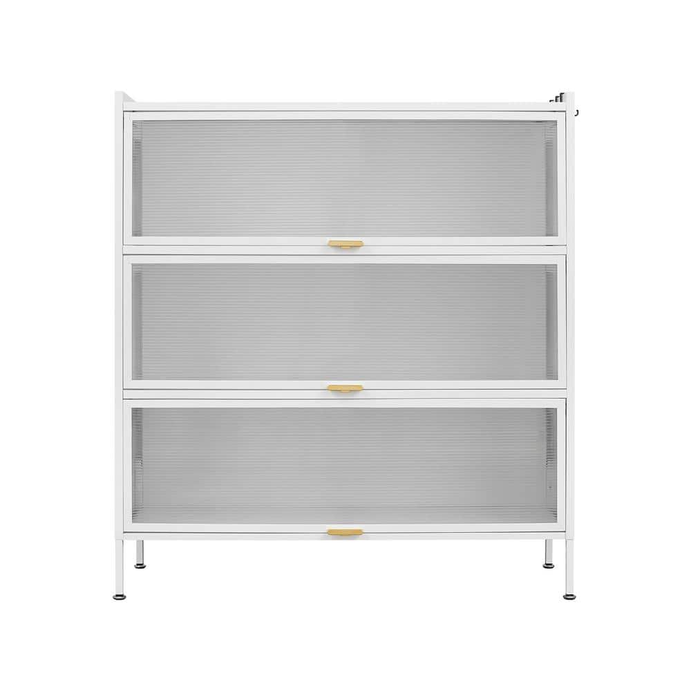 Aoibox 39-in W x 13-in D x 43-in H Ready to Assemble 3-Tier Metal Floor Pantry and Kitchenware Cabinet in White