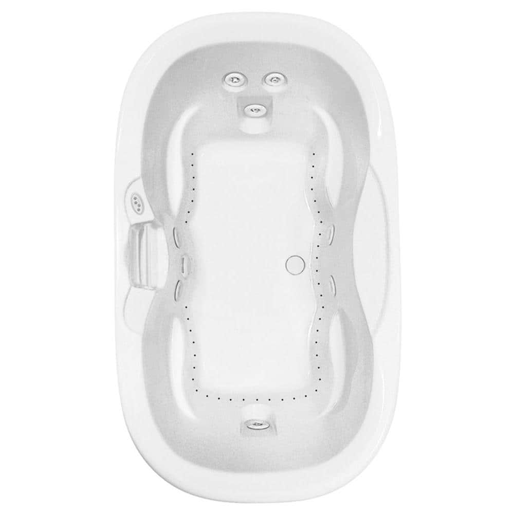 Universal Tubs 70 in. Oval Acrylic Drop-In Air Bath/Whirlpool Bathtub with Heater, Center Drain, White