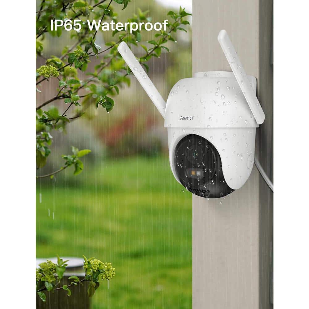 ARENTI 4MP Home Hardwired Surveillance WiFi Camera, Pan/Tilt, 2.4G/5GHz Bands, Night Vision, Sound/Light Alarm, AI Filtering