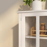 Modern 39.37-in W x 15.55-in D x 35.43-in H in White MDF Assemble Upper Diagonal Kitchen Cabinet with Double Glass Doors