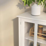 Modern 39.37-in W x 15.55-in D x 35.43-in H in White MDF Assemble Upper Diagonal Kitchen Cabinet with Double Glass Doors