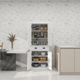 30 in. W x 16 in. D x 72 in. H in White Assemble Floor Diagonal Kitchen Cabinet with 4 Doors for Dining Room