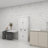 30 in. W x 16 in. D x 72 in. H in White Assemble Floor Diagonal Kitchen Cabinet with 4 Doors for Dining Room