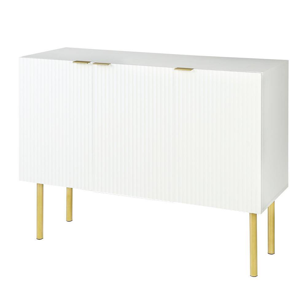 47.2-in W x 16.5-in D x 36.6-in H in White Particle Board Assemble Upper Pantry Kitchen Cabinet with Gold Metal Legs