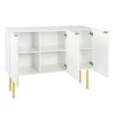 47.2-in W x 16.5-in D x 36.6-in H in White Particle Board Assemble Upper Pantry Kitchen Cabinet with Gold Metal Legs