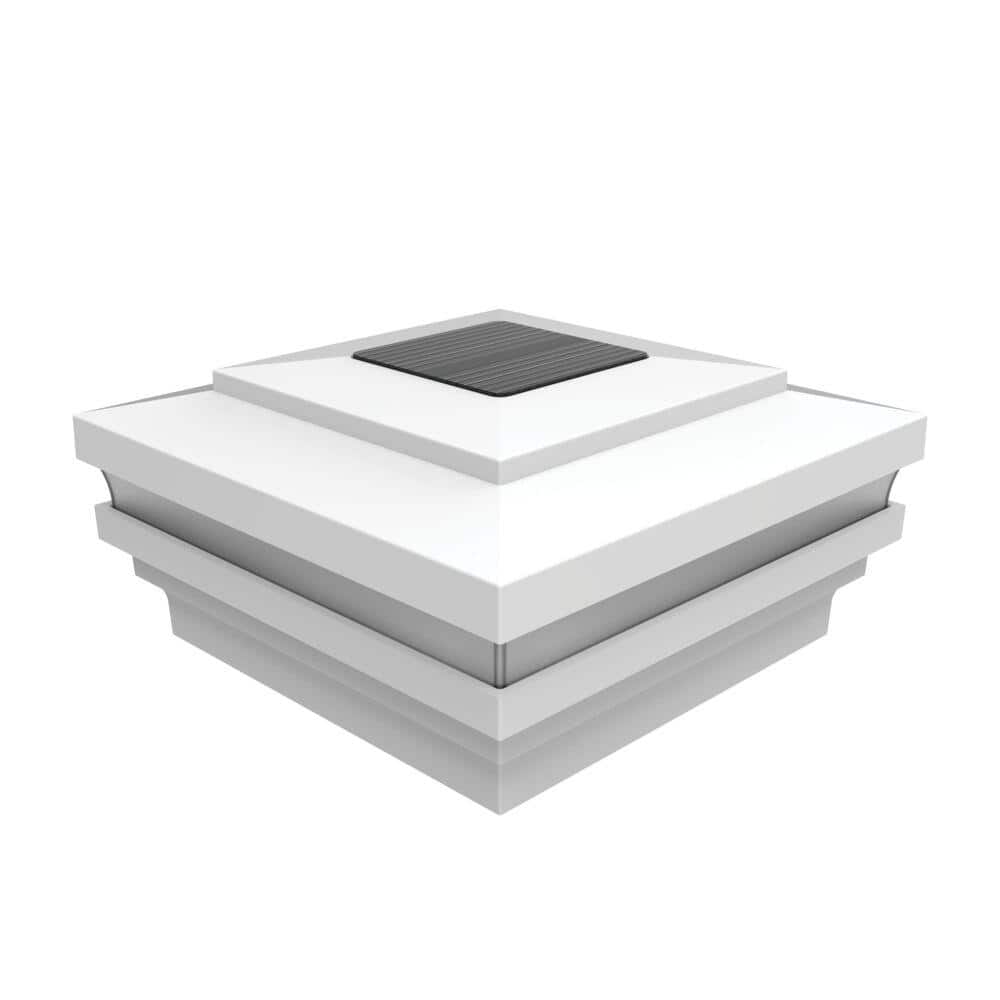 Barrette Outdoor Living 4.25 in. x 4.25 in. White Aluminum Rail Solar LED Post Cap