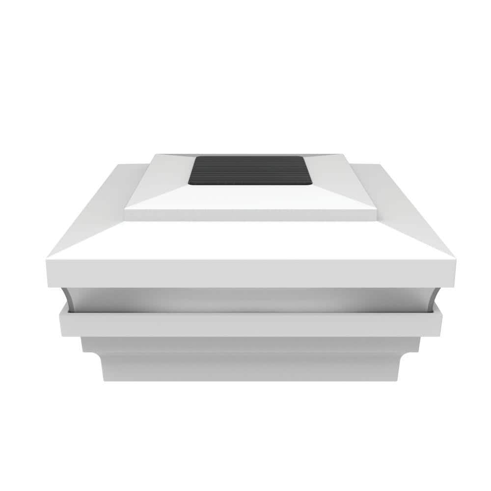 Barrette Outdoor Living 4.25 in. x 4.25 in. White Aluminum Rail Solar LED Post Cap