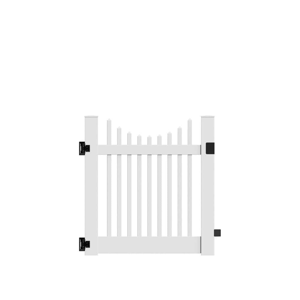 Barrette Outdoor Living Yukon Scallop 4x4 White Vinyl Fence Gate