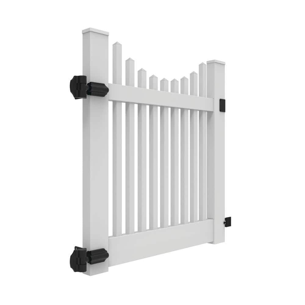 Barrette Outdoor Living Yukon Scallop 4x4 White Vinyl Fence Gate