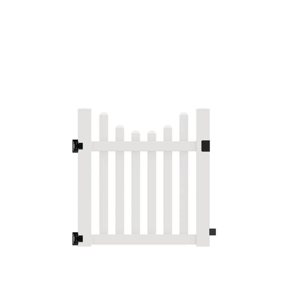 Barrette Outdoor Living Seneca Scallop 4 ft. W x 4 ft. H White Vinyl Un-Assembled Fence Gate