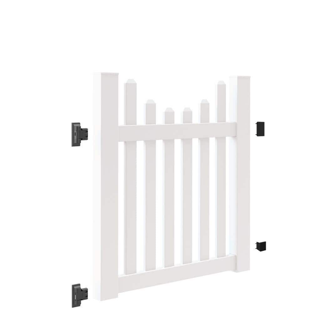 Barrette Outdoor Living Seneca Scallop 4 ft. W x 4 ft. H White Vinyl Un-Assembled Fence Gate