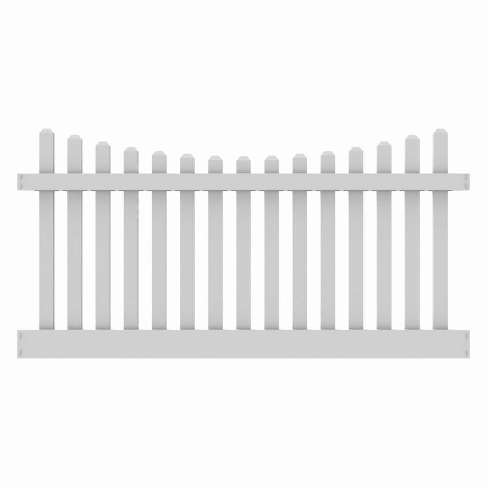 Barrette Outdoor Living Kettle Scallop Vinyl Fence Panel 4 ft. x 8 ft. - White