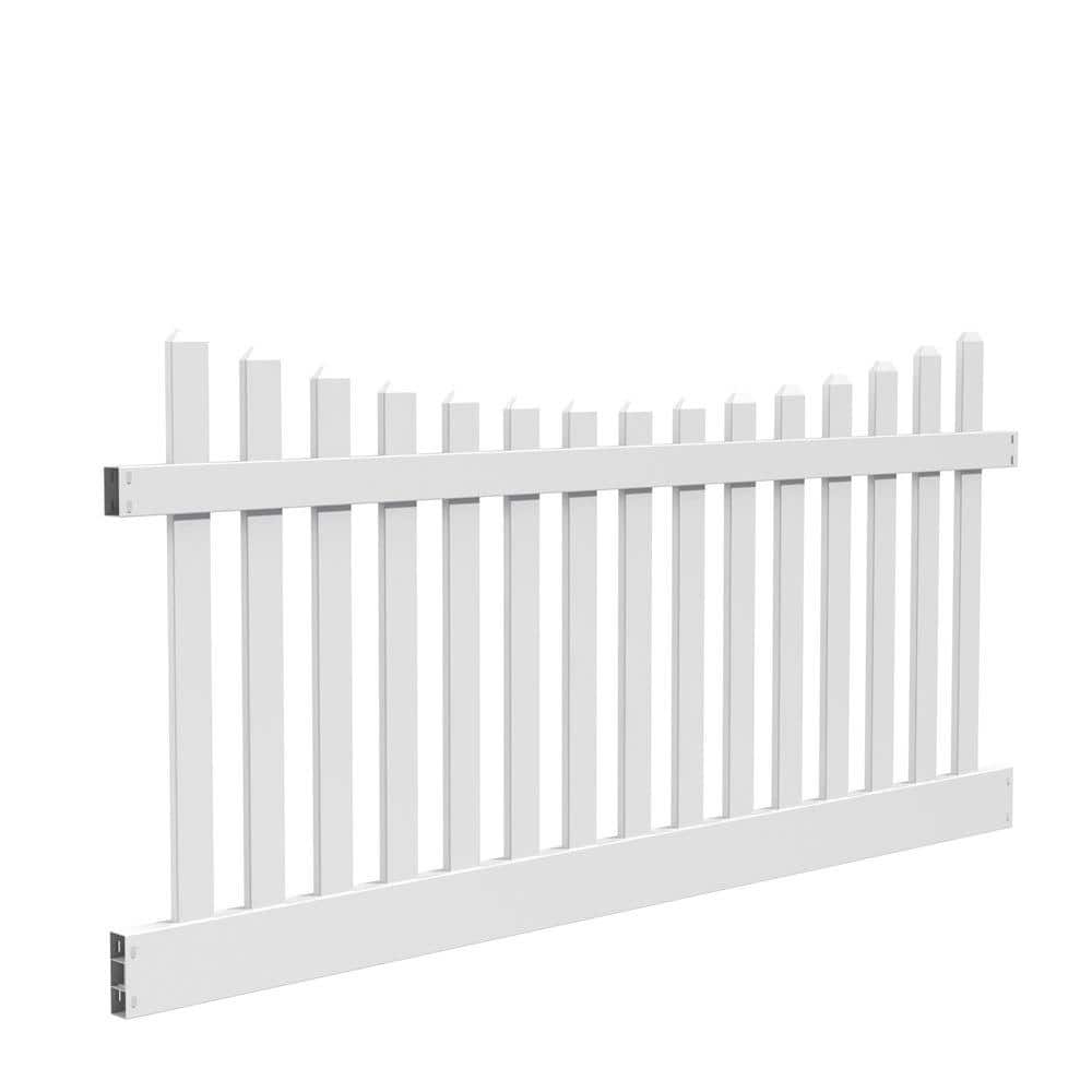 Barrette Outdoor Living Kettle Scallop Vinyl Fence Panel 4 ft. x 8 ft. - White