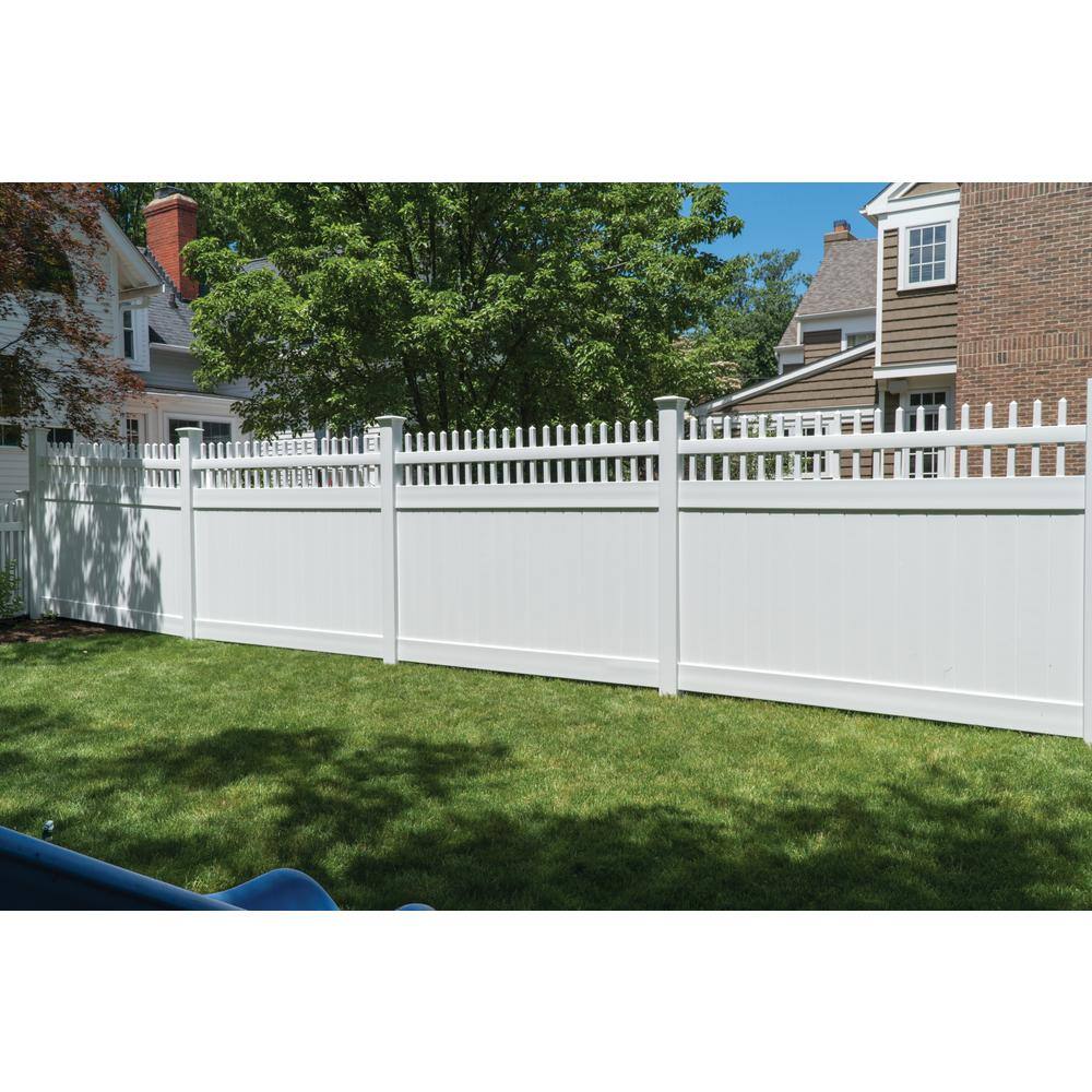 Barrette Outdoor Living Carson 6 ft x 8 ft White Vinyl Fence Panel
