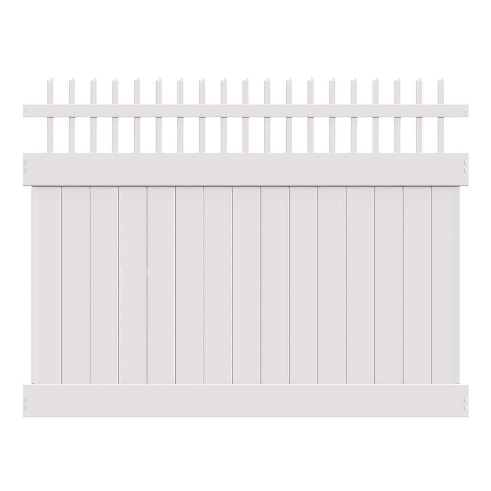 Barrette Outdoor Living Carson 6 ft x 8 ft White Vinyl Fence Panel