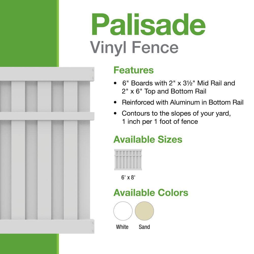 Veranda Palisade 6 ft. x 8 ft. Sand Vinyl Shadowbox Fence Panel