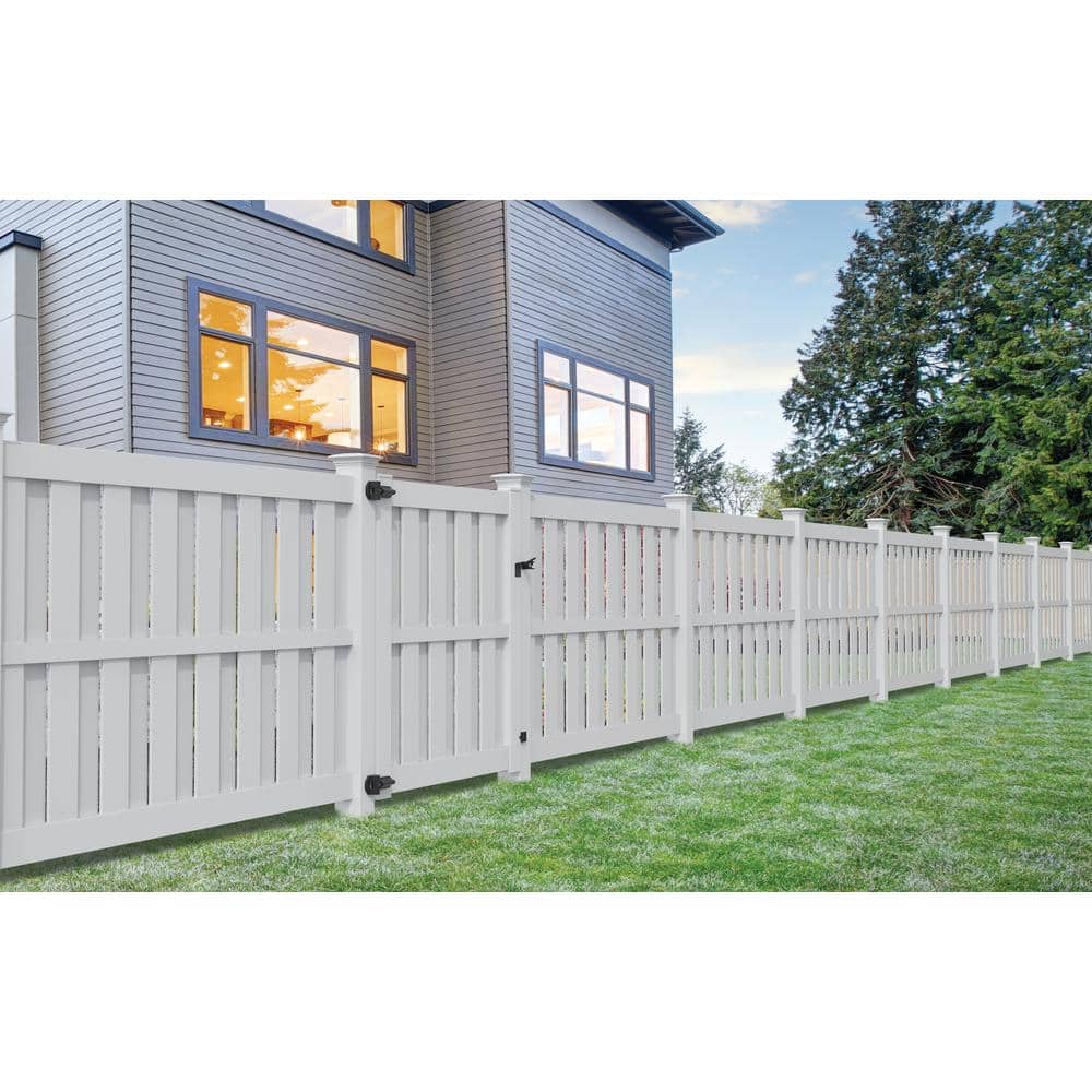 Barrette Outdoor Living Palisade 6 ft. x 8 ft. White Shadowbox Vinyl Fence Panel