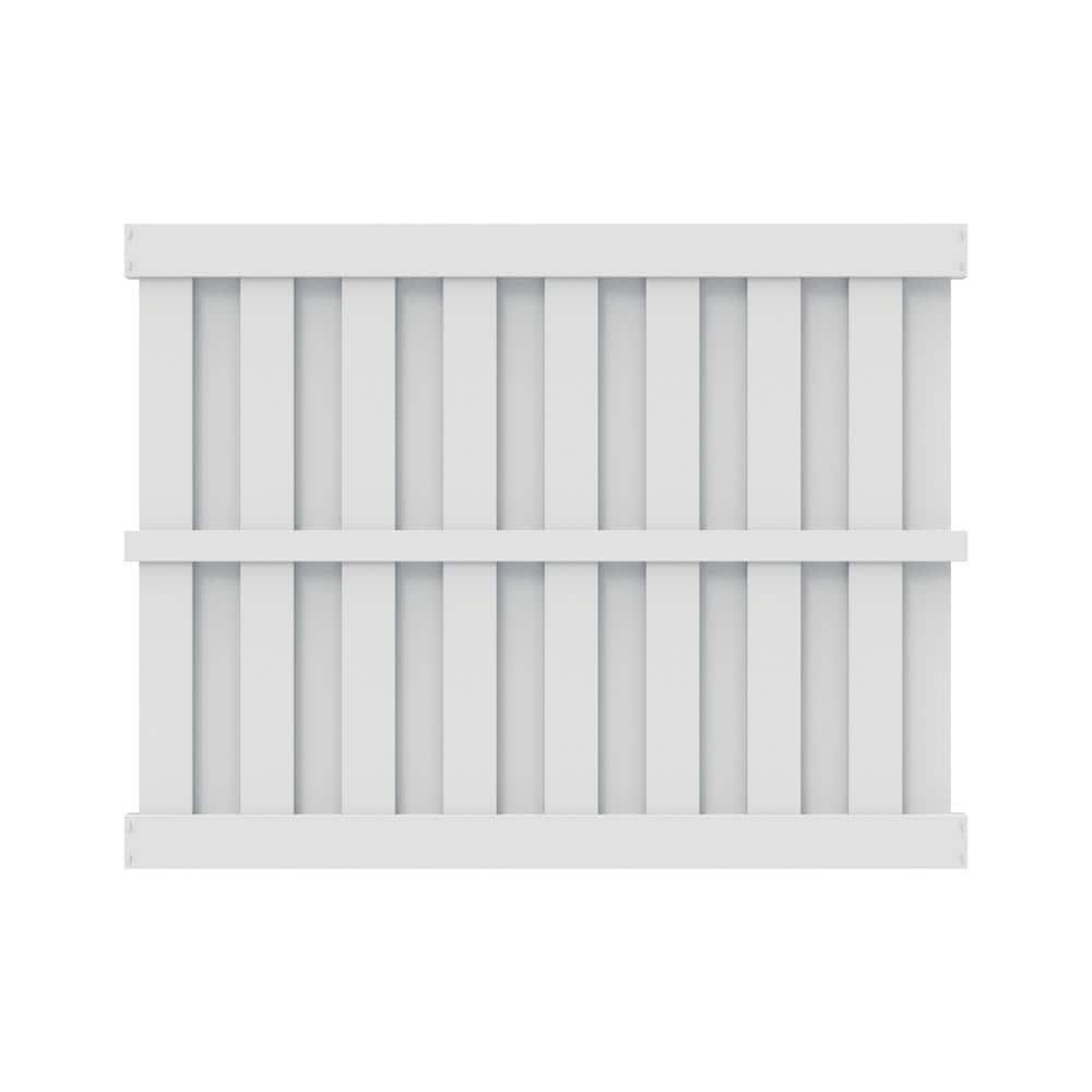 Barrette Outdoor Living Palisade 6 ft. x 8 ft. White Shadowbox Vinyl Fence Panel