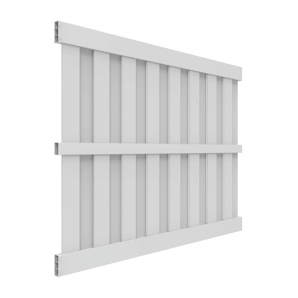 Barrette Outdoor Living Palisade 6 ft. x 8 ft. White Shadowbox Vinyl Fence Panel