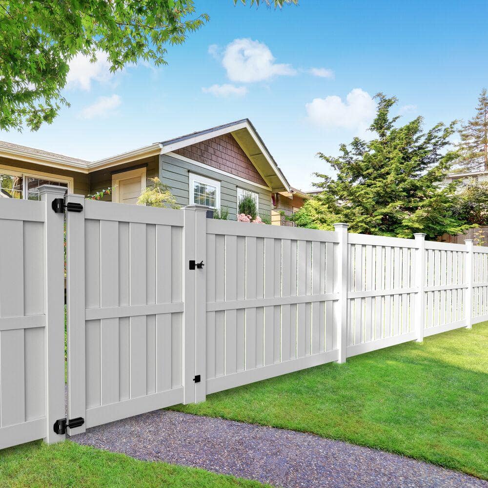 Barrette Outdoor Living Palisade 6 ft. x 8 ft. White Shadowbox Vinyl Fence Panel