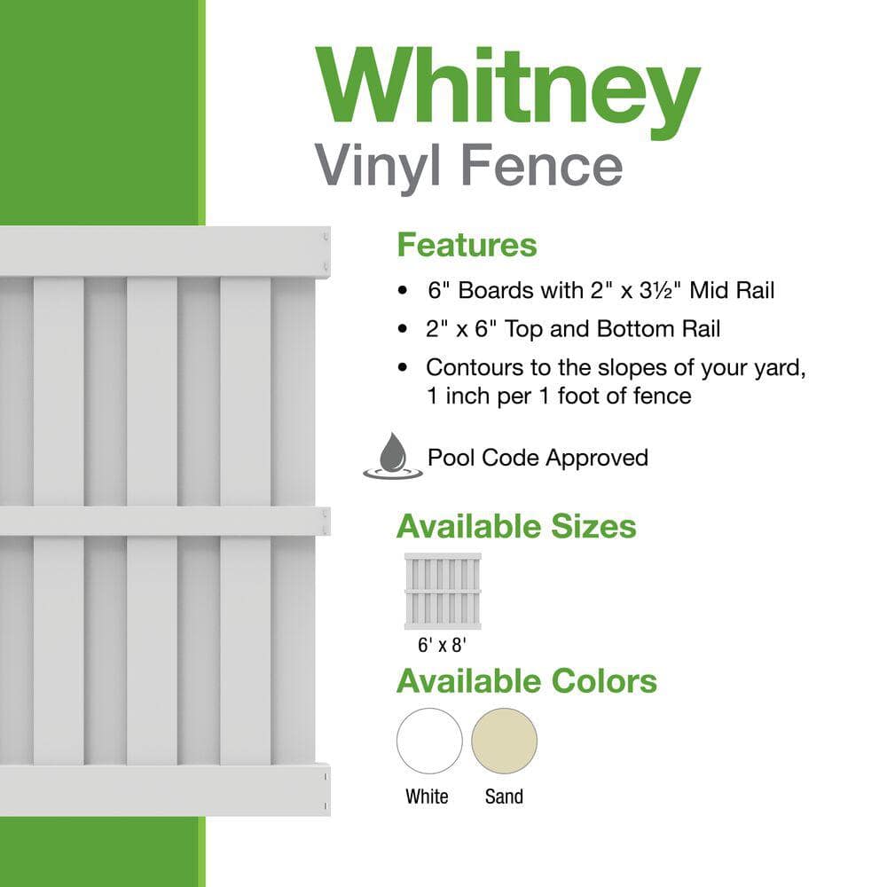 Whitney 6 ft. x 6 ft. White Vinyl Shadowbox Fence Panel