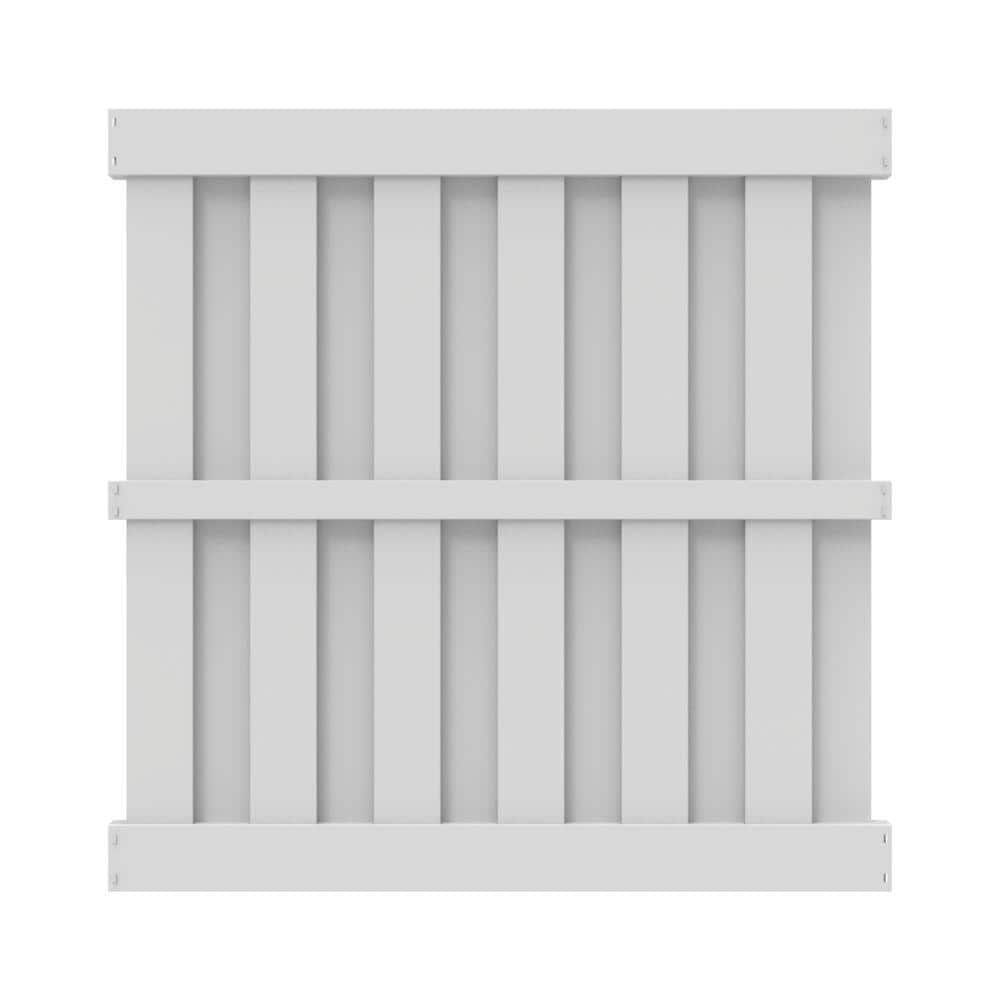 Whitney 6 ft. x 6 ft. White Vinyl Shadowbox Fence Panel