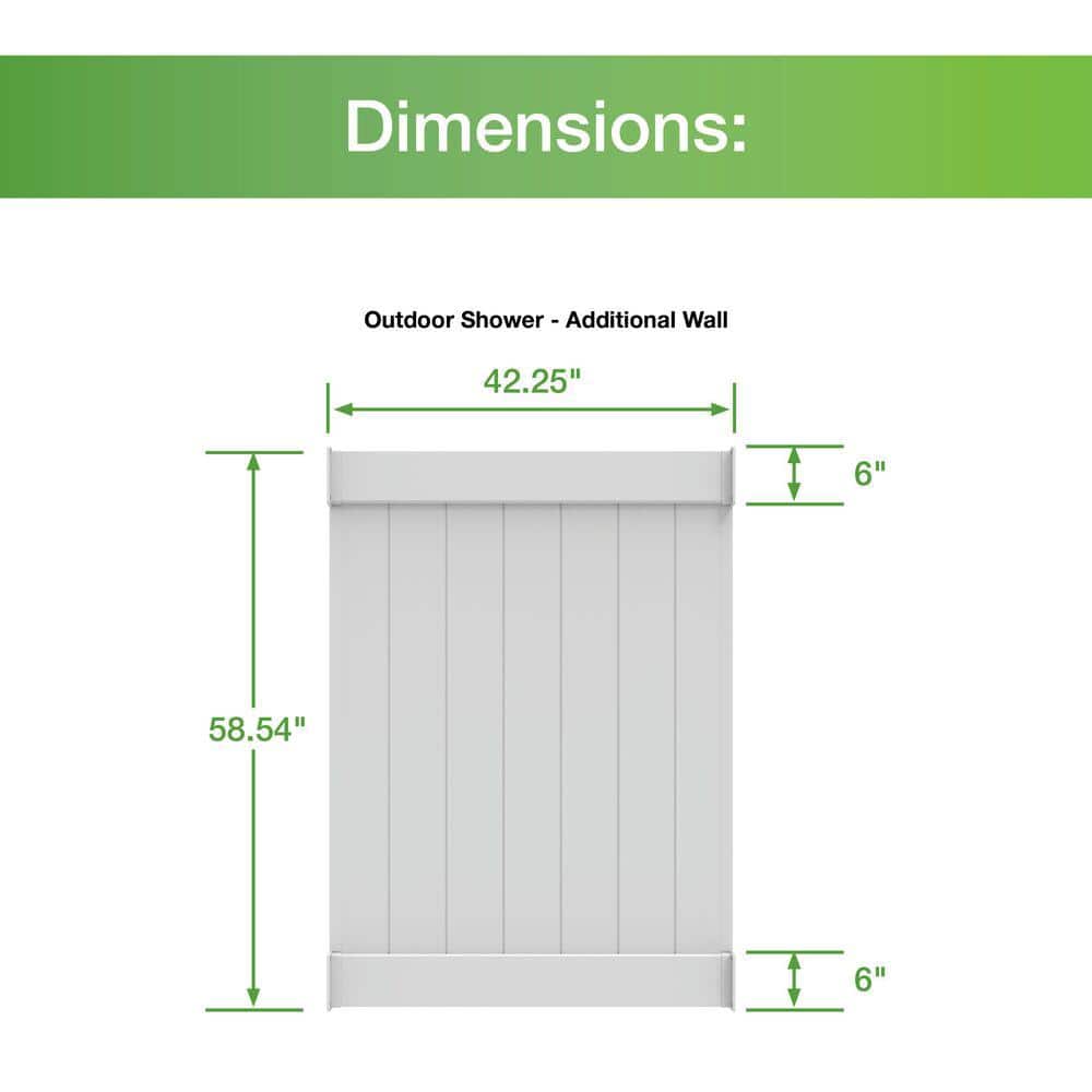 Barrette Outdoor Living 5 ft. x 3.5 ft. White Vinyl Outdoor Changing Room Side Wall